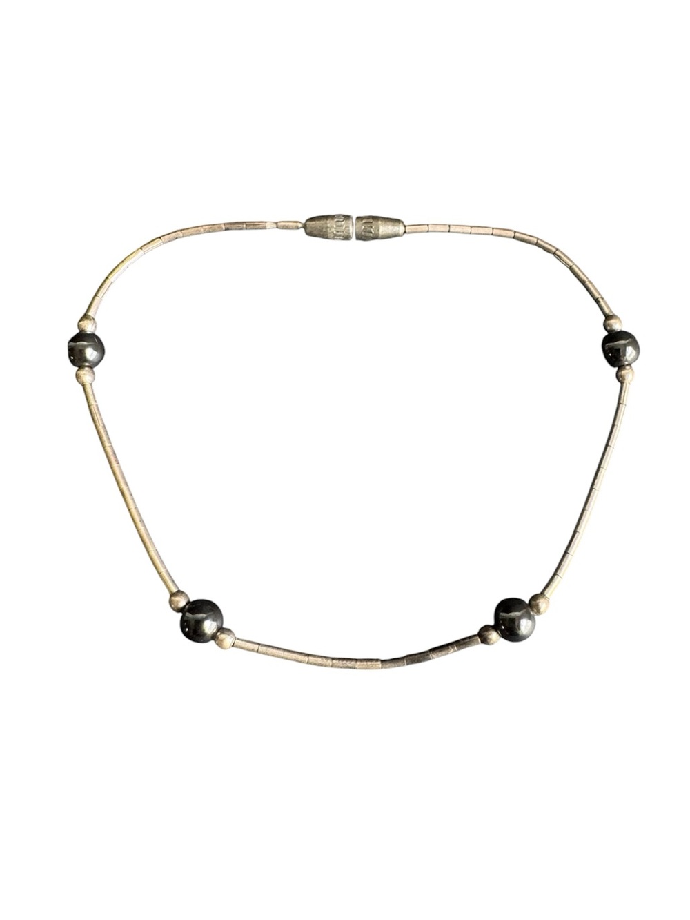 Vintage Liquid Silver Bead Bracelet Station 70s 80s Dainty Delicate 7"